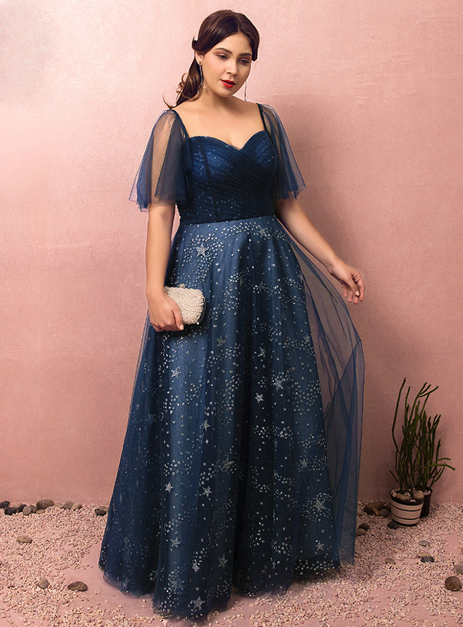 blue plus size dresses